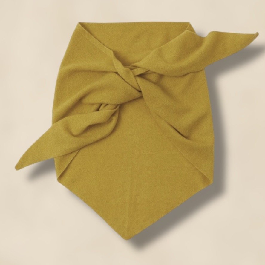 Wool Cashmere Large Bandana Yellow Moss