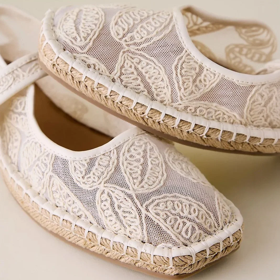 Espadrille Mary Jane Flats With A Textured Sole And Classic Strap Detail