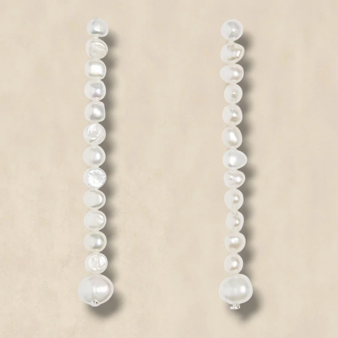White Freshwater Pearl Drop Earrings