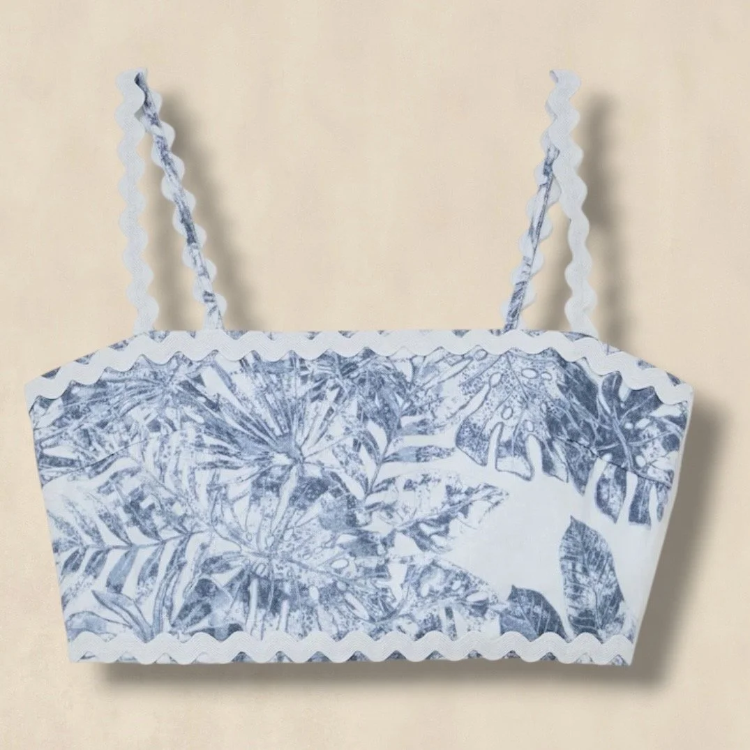 Blue Printed Linen Cami Top