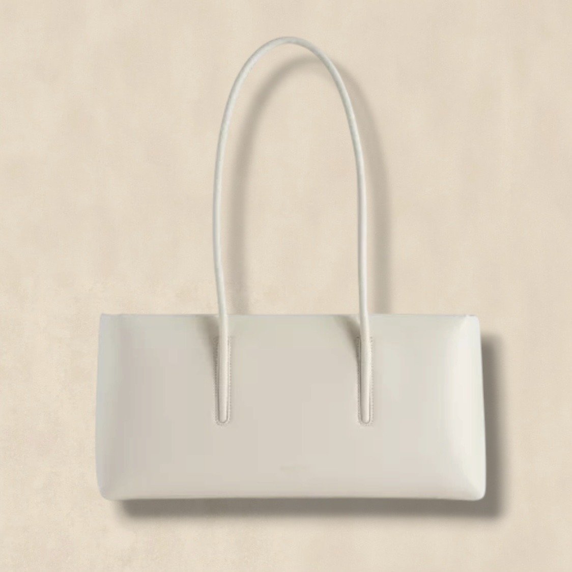 Structured White Leather Shoulder Bag