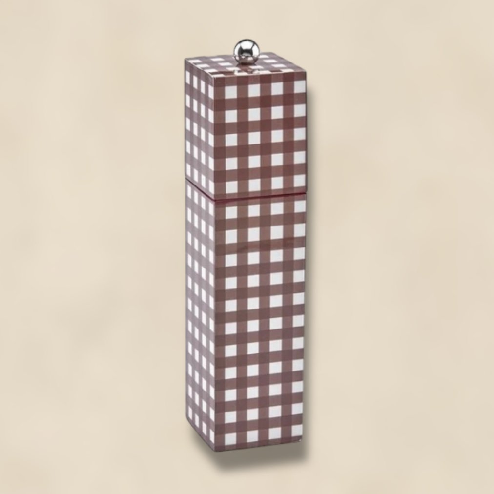 Addison Ross Cherry Gingham Square Pillar Salt or Pepper Mill