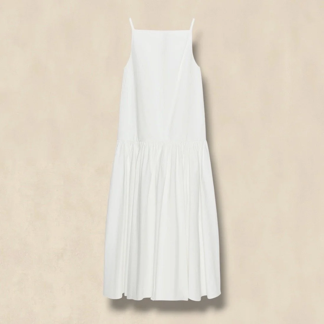 White Pleated Midi Dress