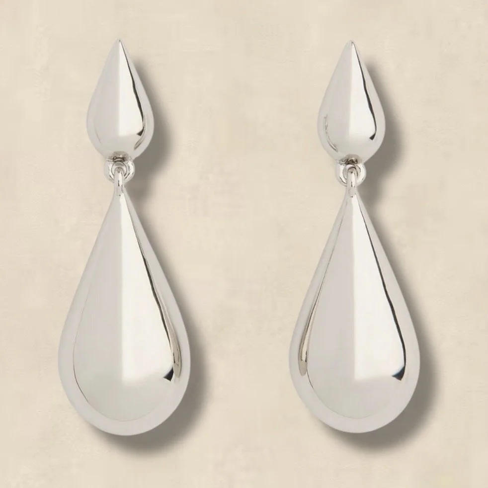 Silver Pointed Teardrop Earrings