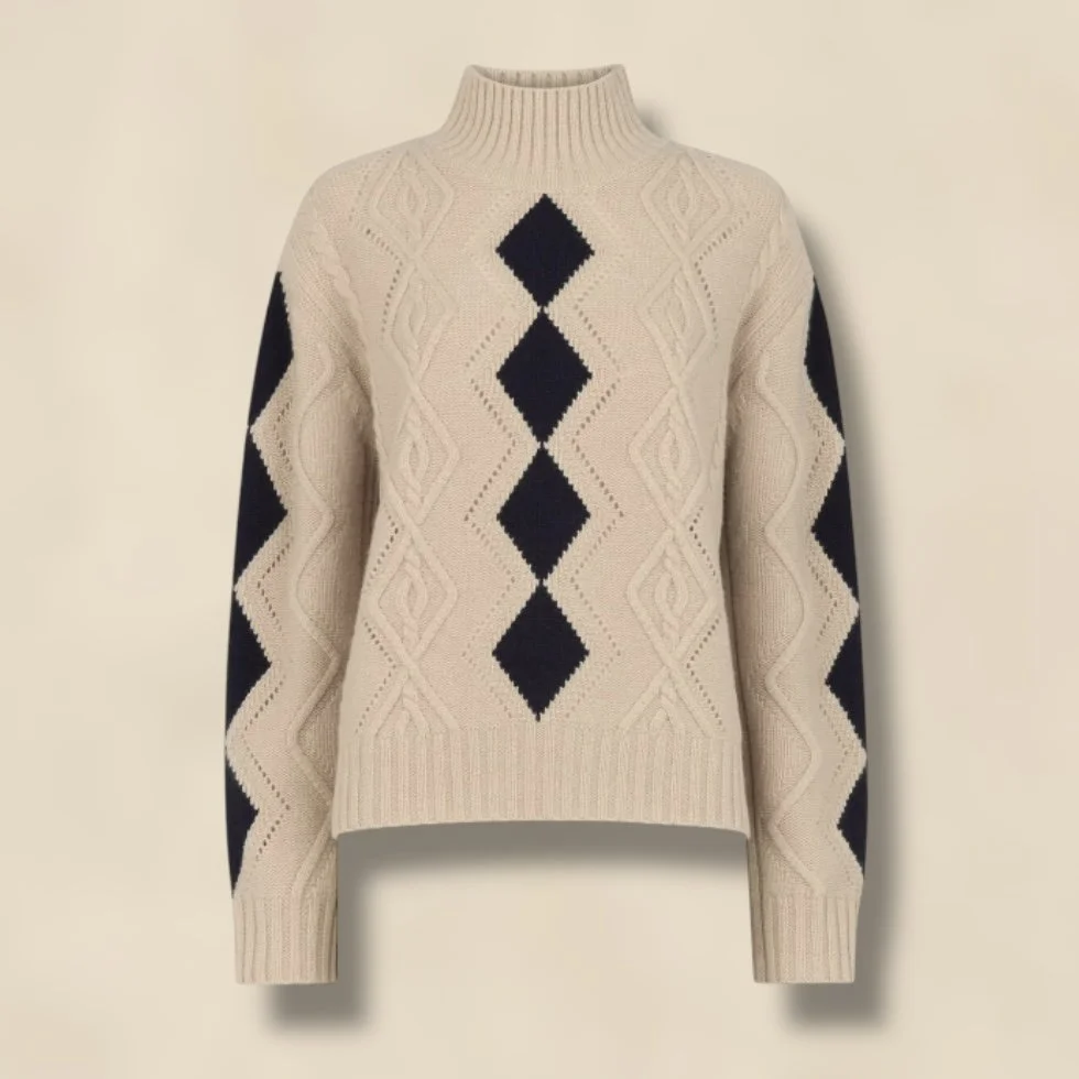 Whistles Diamond Cable Wool Detail Knit