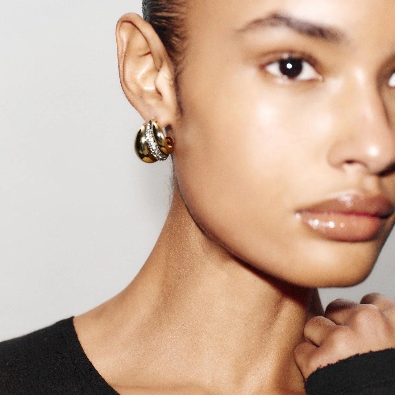 Zara Triple Rhinestone Hoop Earrings