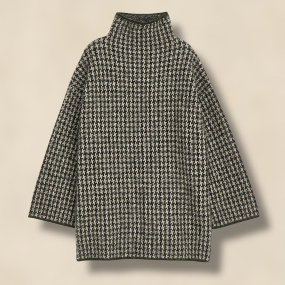 ARKET Jacquard Knit Jumper Beige Houndstooth