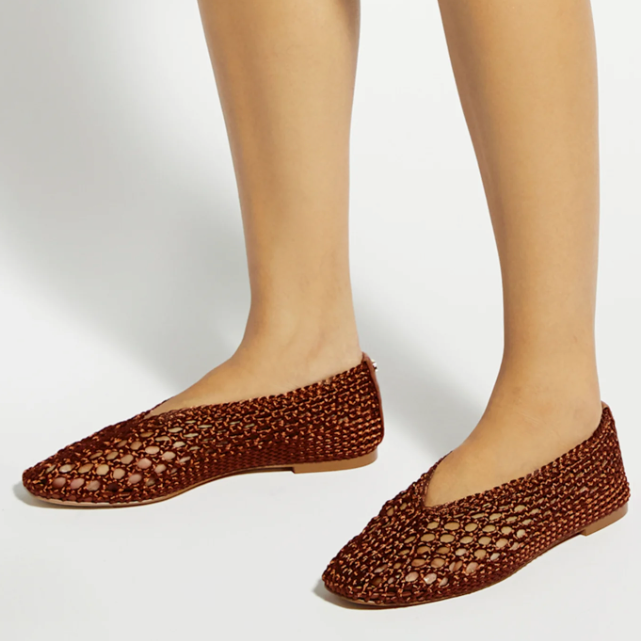 Brown Knitted Ballet Pumps