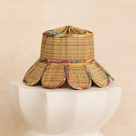 Natural And Red Wide-Brim Straw Hat