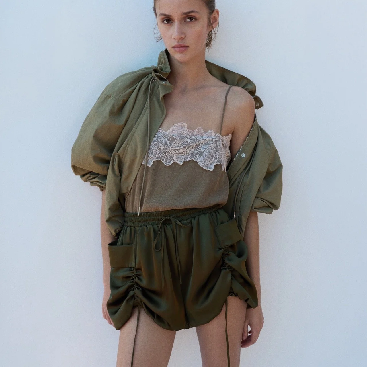 Khaki Appliquéd Strappy Top