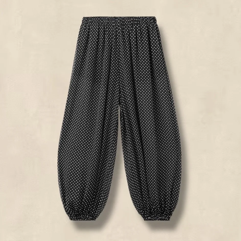Black And White Polka Dot Balloon Chiffon Trousers