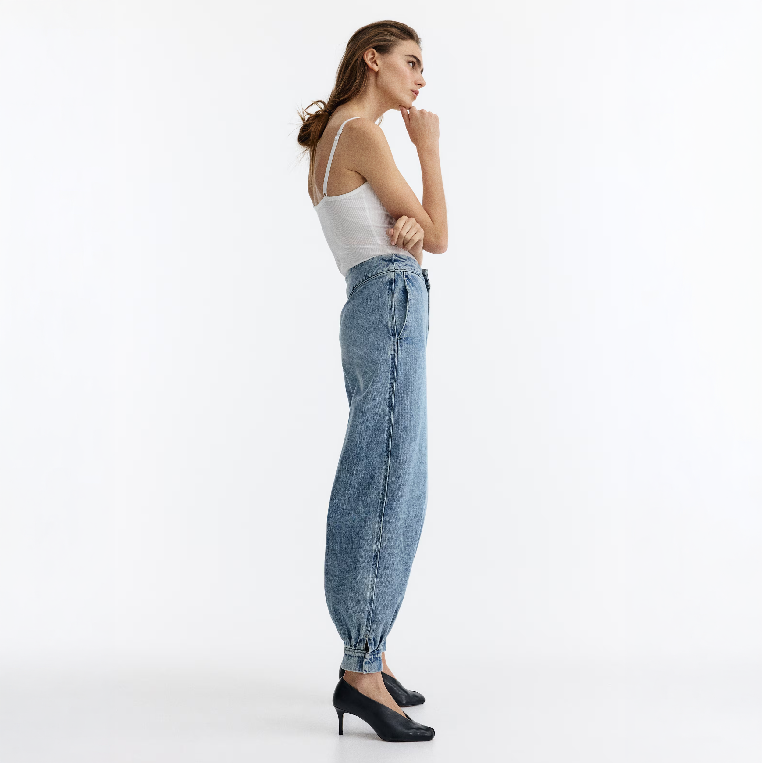 Balloon Leg Denim Trousers