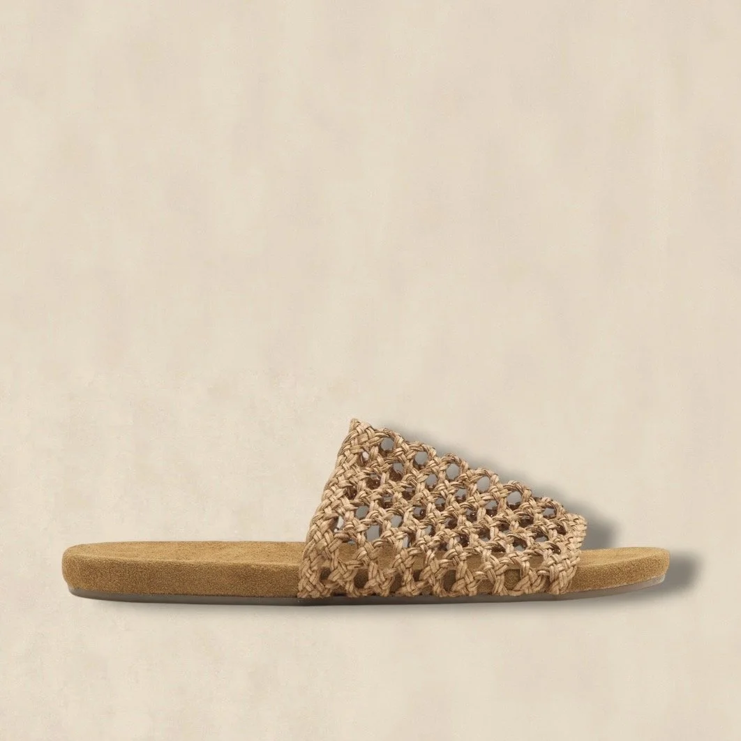 Raffia Open Toe Mules