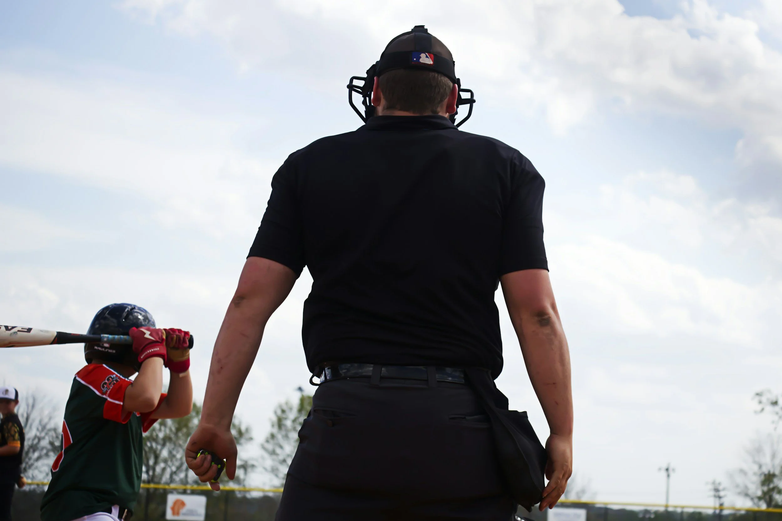 Sports official working a youth baseball game
