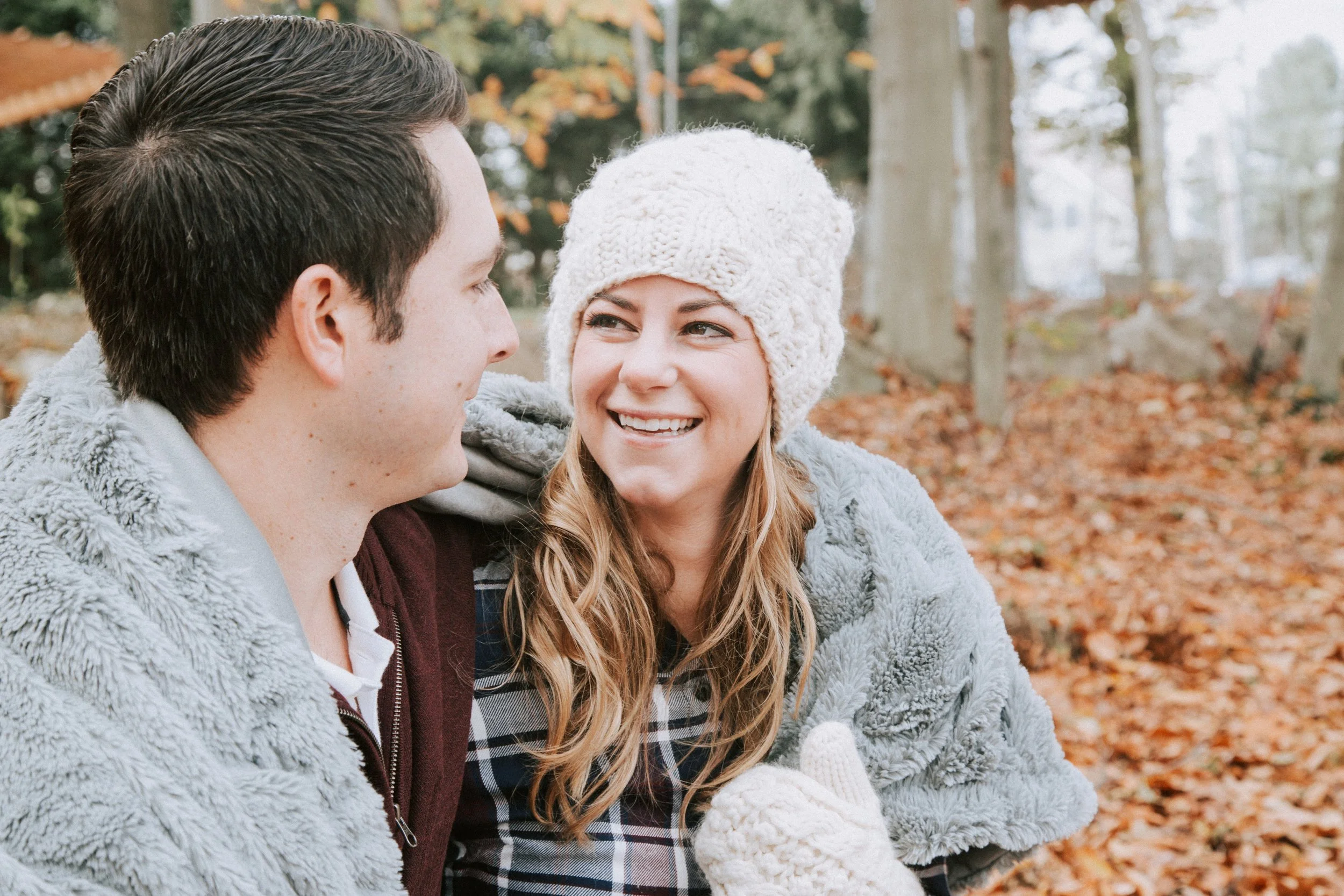Boston engagement shoot with fall foliage