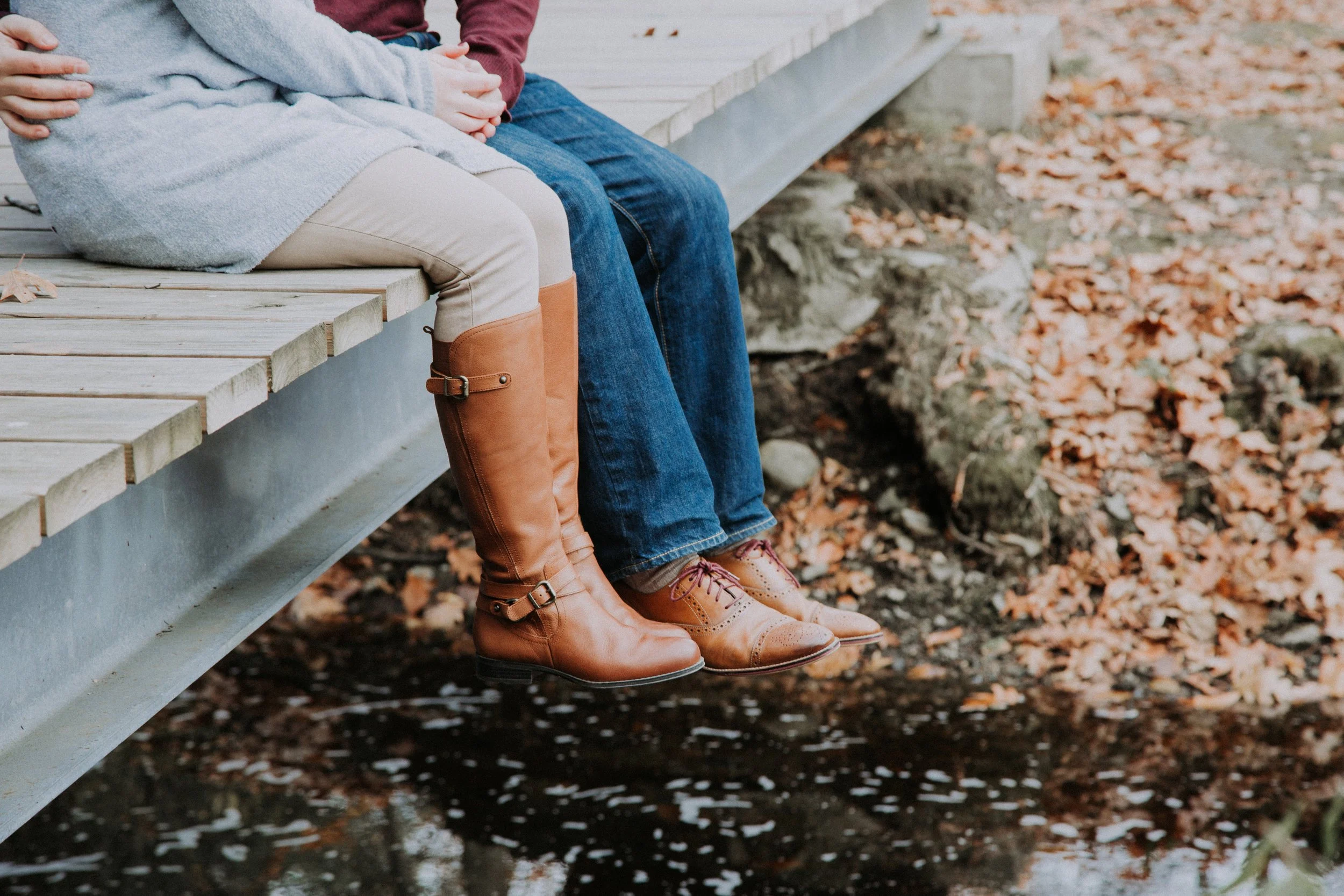 Wedding photographer Boston engagement shoot with fall foliage