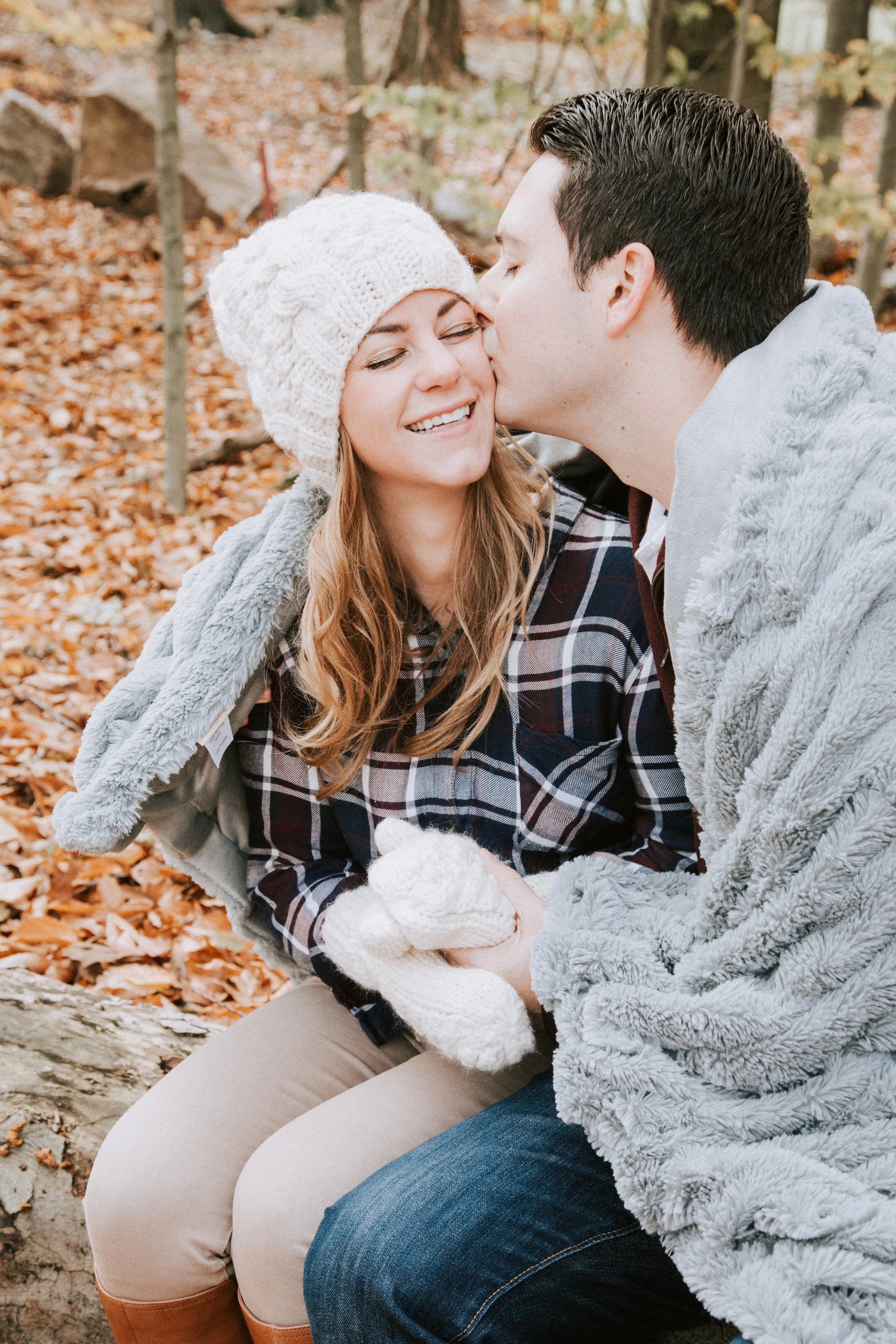 Wedding photographer Boston engagement shoot with fall foliage