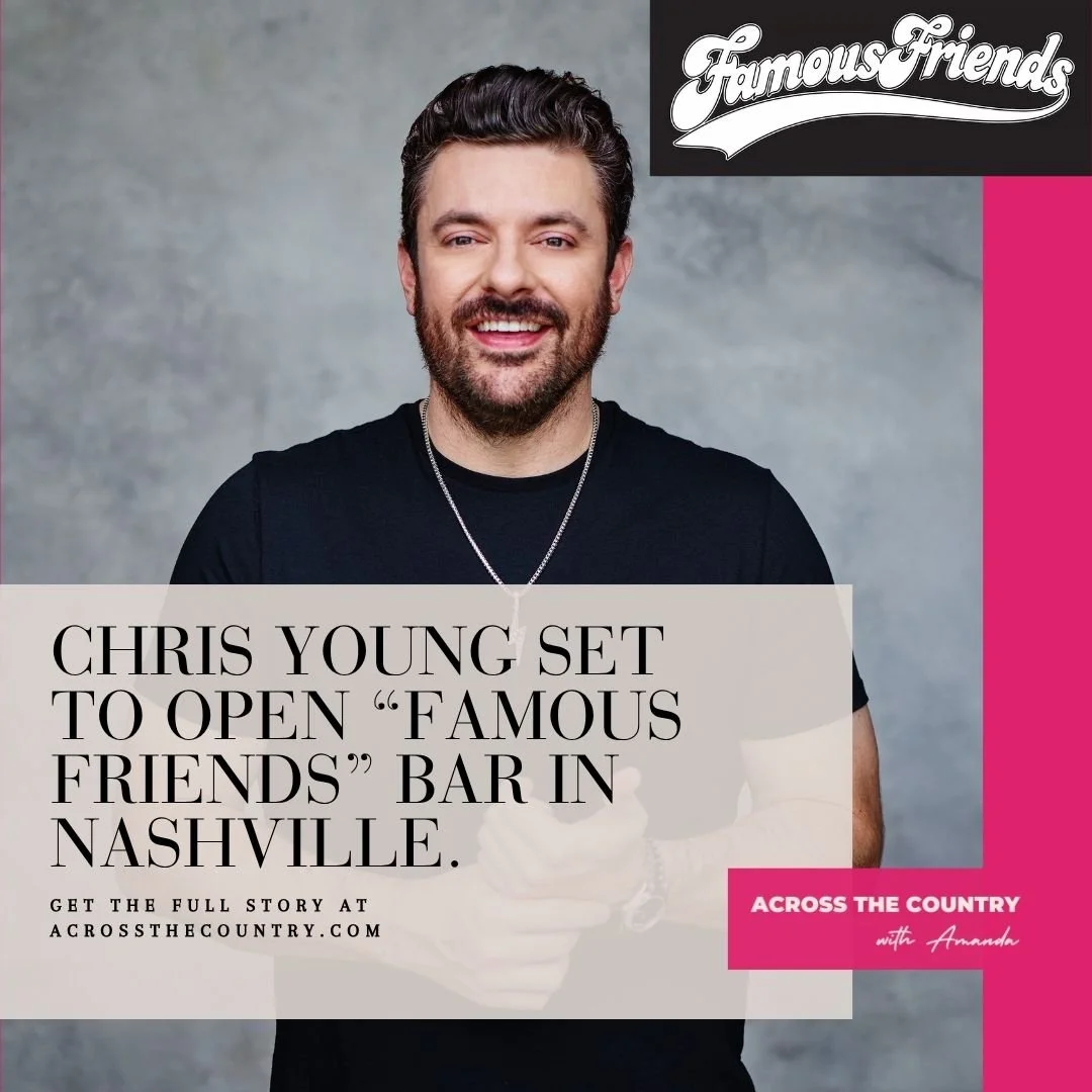 Chris Young is the latest country star to open a bar in Nashville! Famous Friends will be located in Midtown and visitors can expect:

High-energy, social atmosphere

A space designed for groups and gatherings

Mix of sports viewing and Music City ni