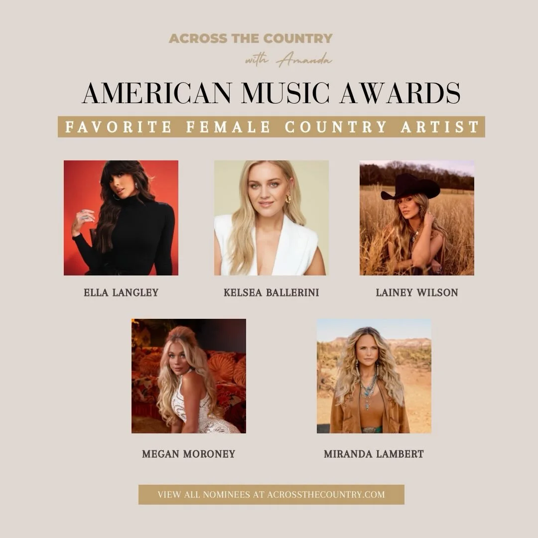 Don&rsquo;t miss the @amas tonight on CBS!

Who has your vote for Favorite Female Country Artist? 

@ellalangleymusic 
@kelseaballerini 
@laineywilson 
Megan Moroney 
@mirandalambert 

Check out my guide to the AMA&rsquo;s - it&rsquo;s linked in my b