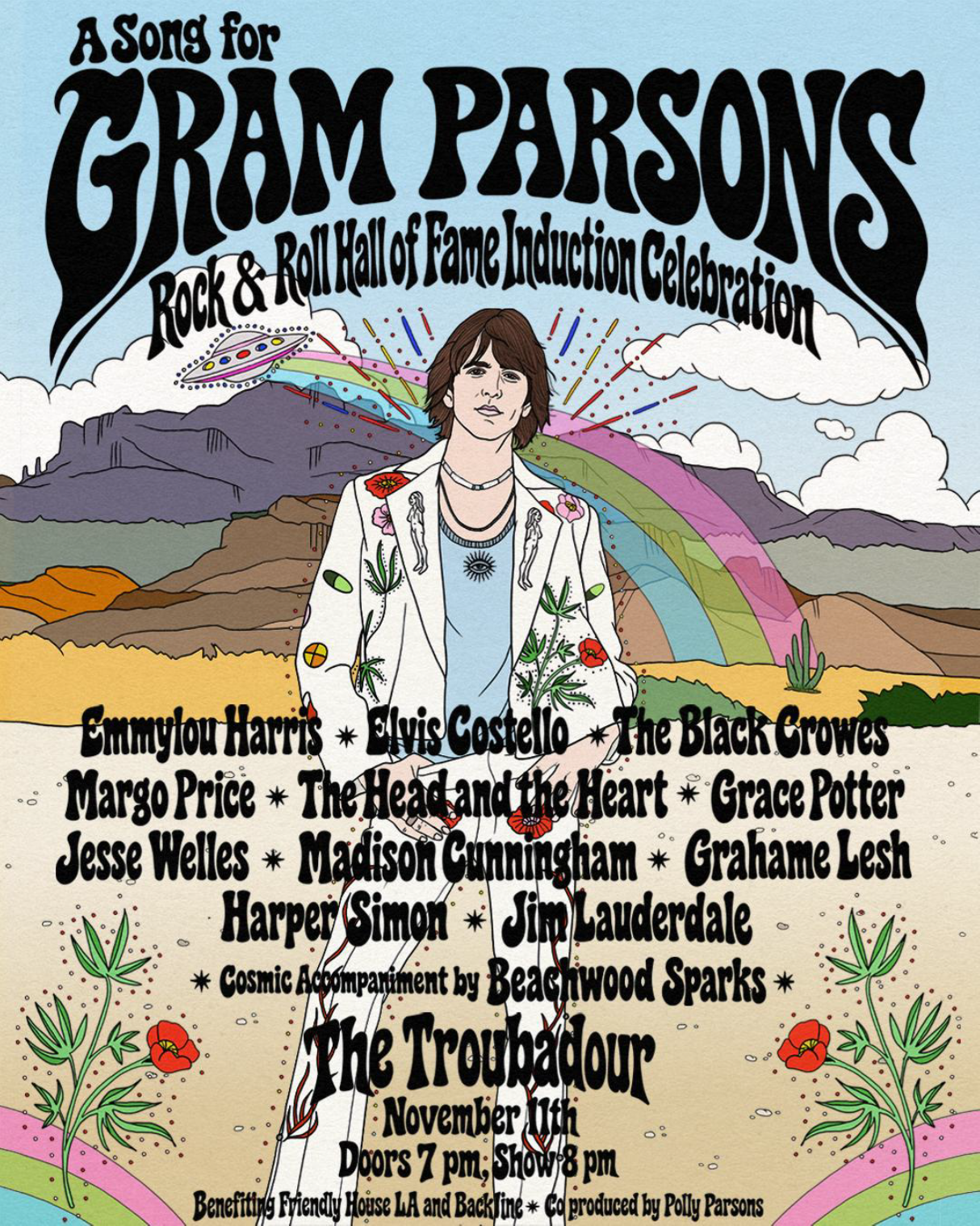 Gram Parsons Tribute Concert 2026: Emmylou Harris, Elvis Costello and More to Perform Ahead of Rock &amp; Roll Hall of Fame Induction