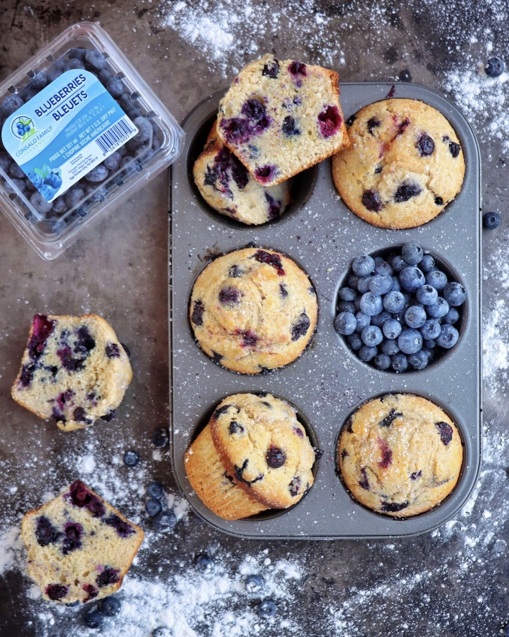 Bakery Style Sugared Blueberry Muffins