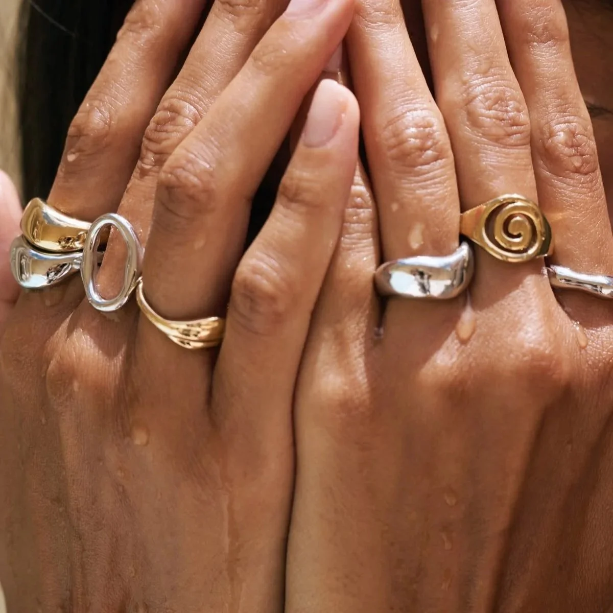 Silver and gold stacked rings