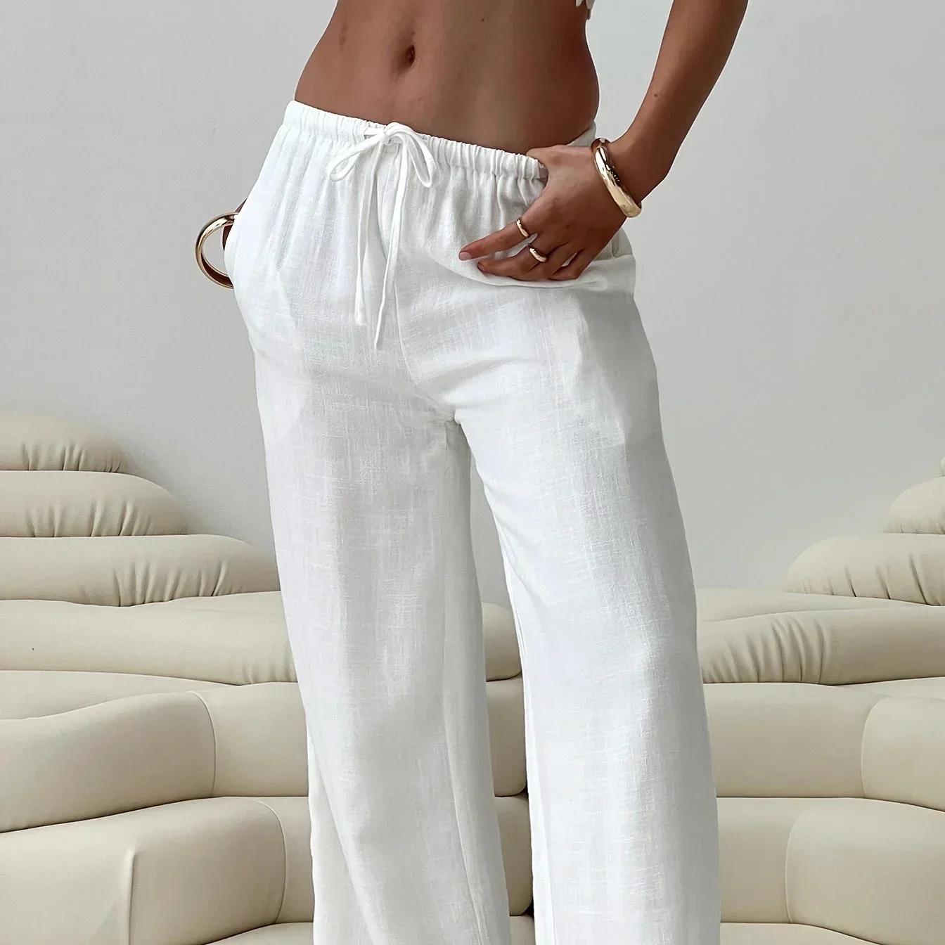 White linen pants