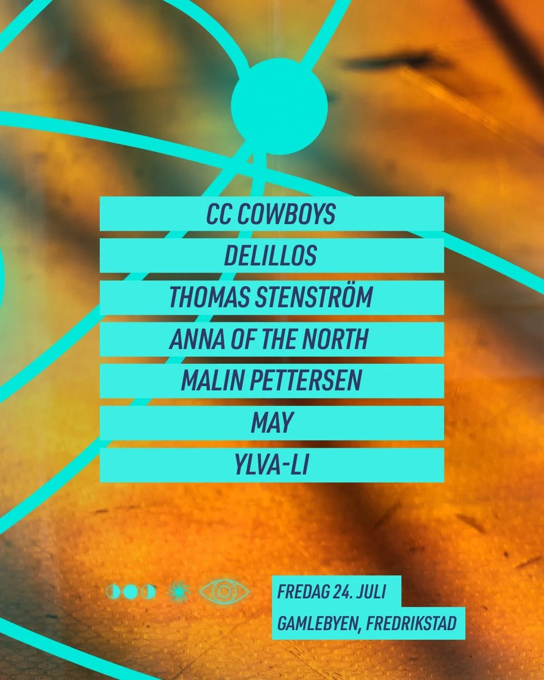 Fredag 24. juli 🔥

CC Cowboys
deLillos
Thomas Stenstr&ouml;m
Anna of the North
Malin Pettersen
MAY
Ylva-Li

Fredag siste helgen i juli braker det l&oslash;s i Gamlebyen 🌕 Hovedscenen p&aring; T&oslash;ihusplassen, scenen i hagen og p&aring; vollen 