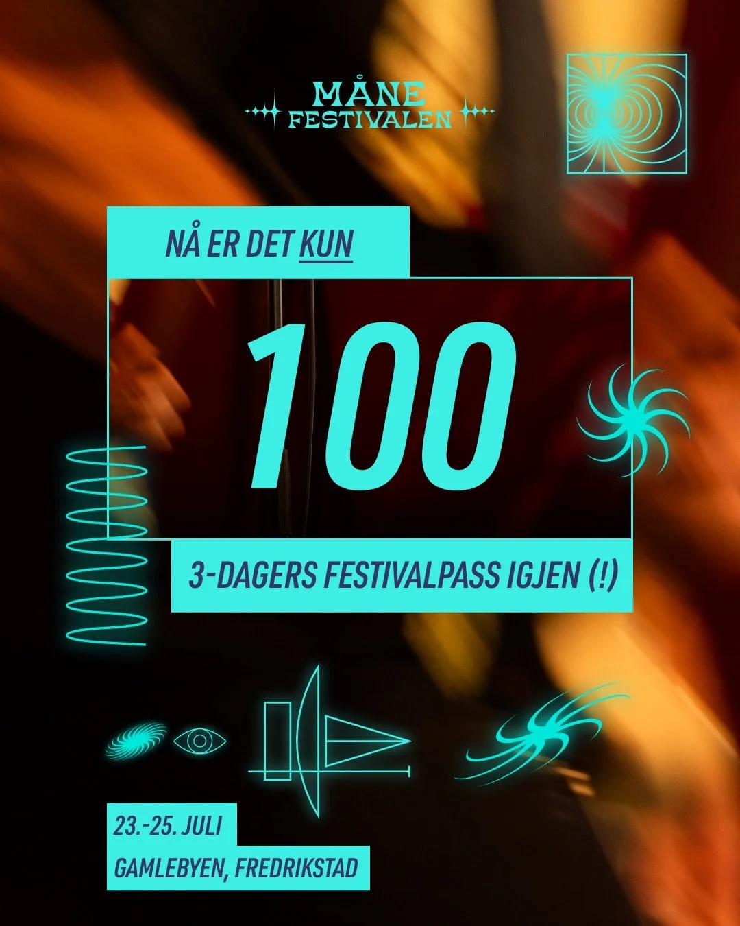 N&aring; er det KUN (!) 100 stk. 3-dagers Festivalpass igjen 🔥 Opplev alle 21 artistene fordelt p&aring; 3 dager 🎸 F&aring; med deg torsdagskonsertene, samt begge festivaldagene fredag og l&oslash;rdag 🌙 Festivalpass er den eneste type billett som