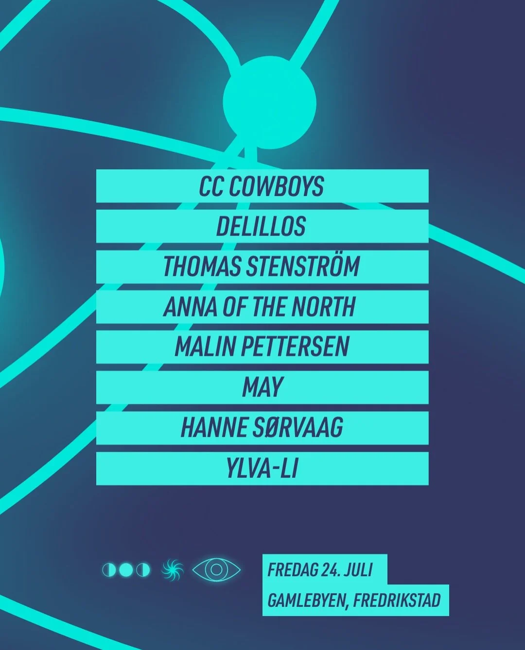M&aring;nefestivalen 24. juli ☄️

CC Cowboys
deLillos
Thomas Stenstr&ouml;m
Anna of the North
Malin Pettersen
MAY
Hanne S&oslash;rvaag
Ylva-Li

Billettlink: https://tikkio.com/events/57661 🎫

#m&aring;nefestivalen #gamlebyen #fredrikstad #festival