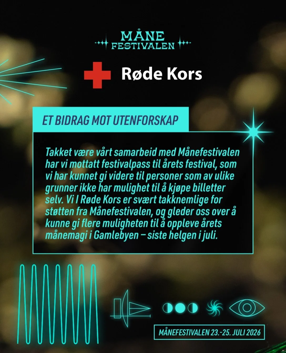 ❤️ Sammen for flere gode opplevelser 🫶🏼 Takket v&aelig;re samarbeidet med M&aring;nefestivalen har vi i R&oslash;de Kors mottatt festivalpass til &aring;rets festival, som vi har kunnet gi videre til personer som av ulike grunner ikke har mulighet 