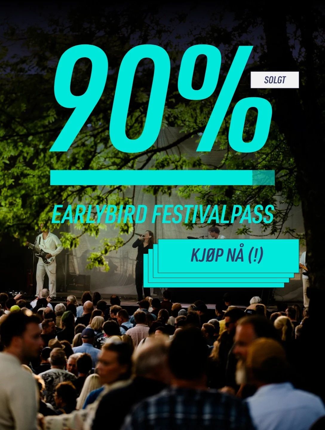 Ok, n&aring; begynner det &aring; bli tomt 👀 90% solgte Earlybird Festivalpass - en liten h&aring;ndfull igjen f&oslash;r ordin&aelig;rprisen sl&aring;r inn 🌙 

Billettlink: https://tikkio.com/events/65086 🎫 

Siste helgen i juli fyller vi Gamleby