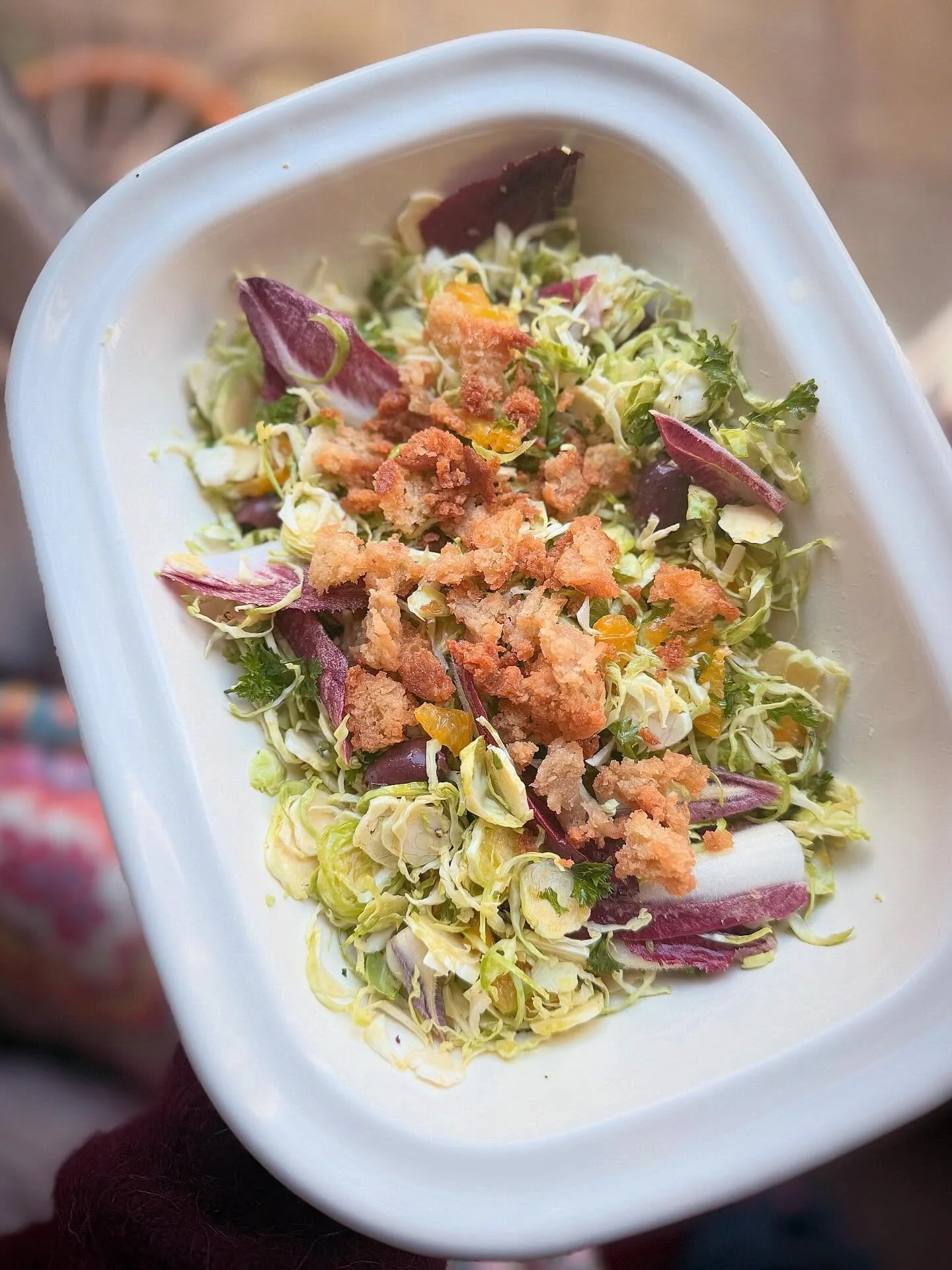 SPROUT SALAD SEASON IS UPON US! 🙌
I really don&rsquo;t mind a spout, particularly when shaved and dressed with contrasting flavours. Brassicas can really take acid and salt, so this one is spiked with orange and Kalamata olives, and topped with crun