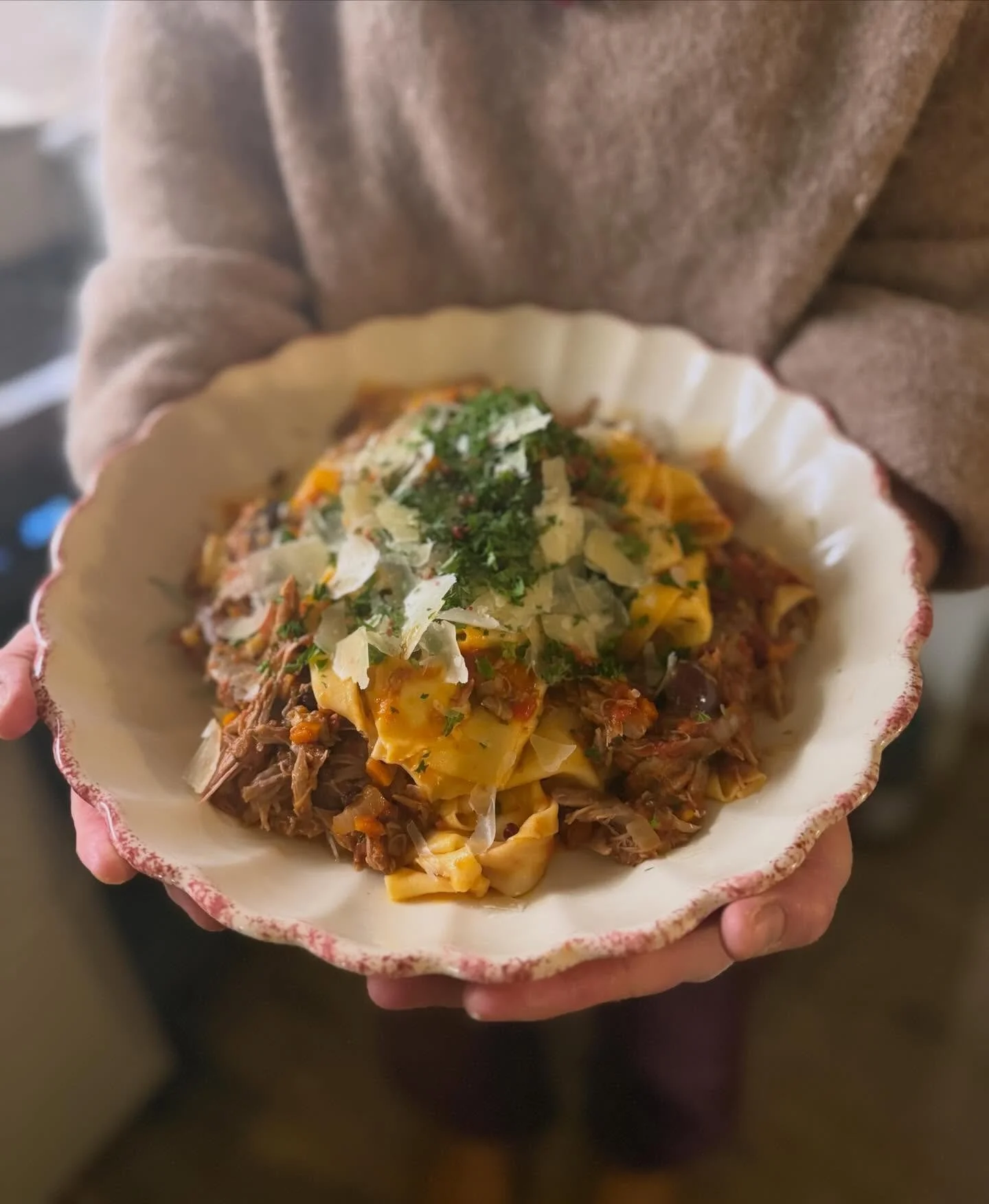 VENETIAN STYLE DUCK RAGU AD FRESH PAPPARDELLE &bull; The Ultimate Comfort Meal &bull; You can read about it in my Substack where I tell you all about what I cooked this week (and every week)! Link in bio.
