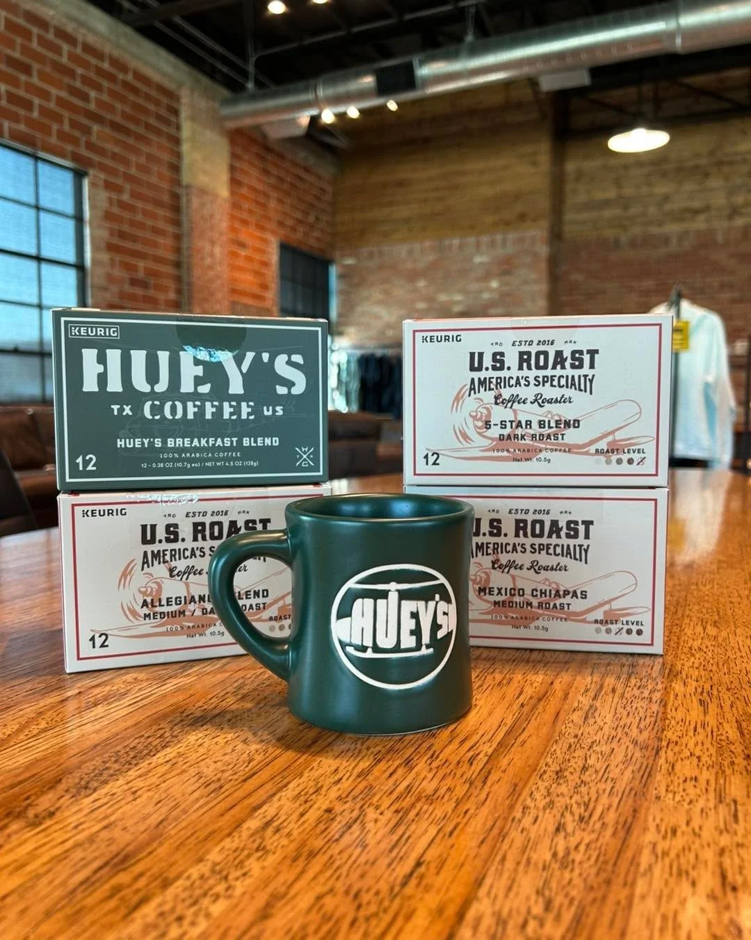 Wishing you could enjoy Huey&rsquo;s coffee at home? Stop by our Mt Pleasant location and grab some k-cups!