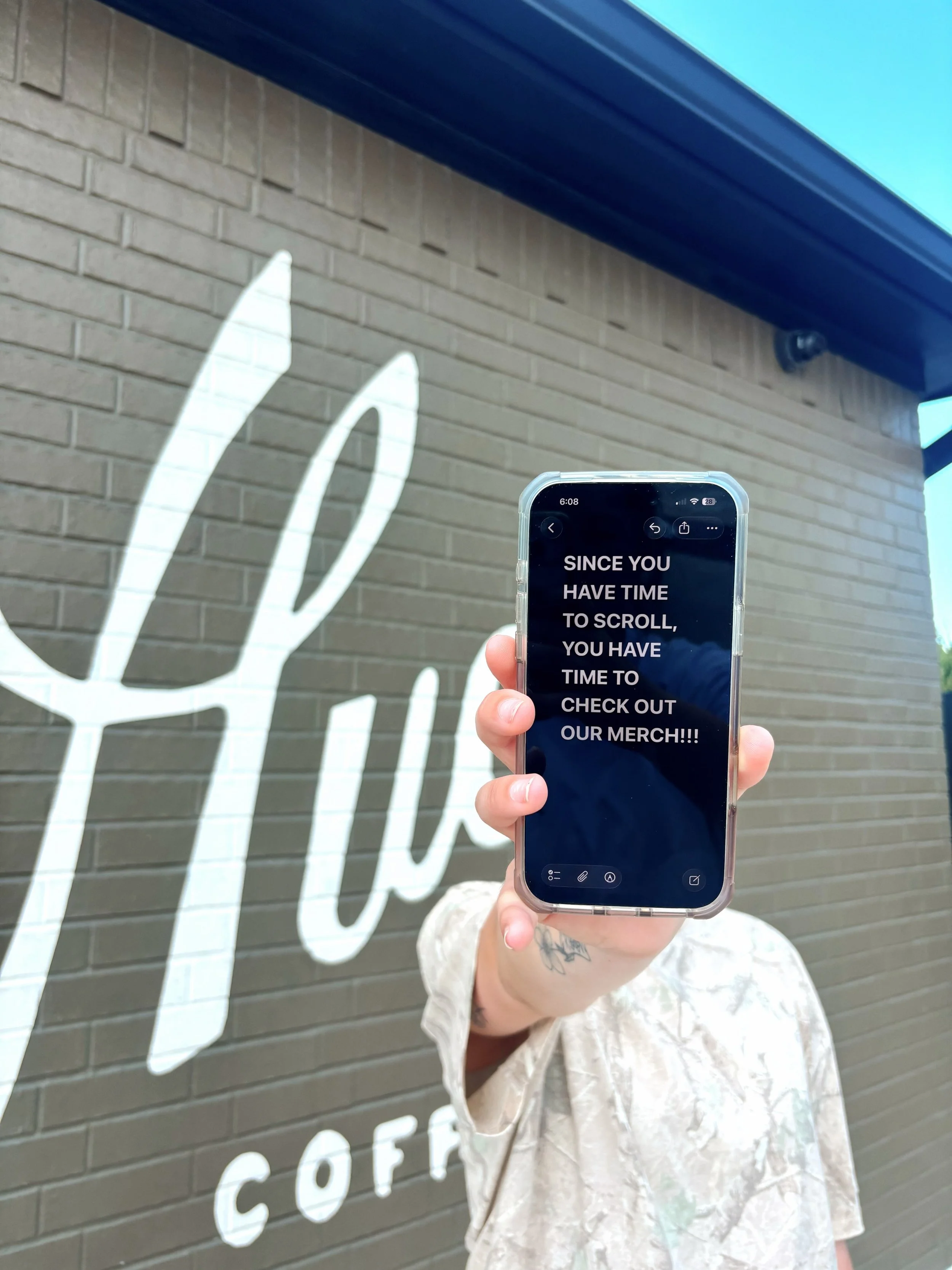 Go to hueyscoffee.com and grab your merch🤩 * or stop by sulphur springs/ Mount pleasant and check out our lobby