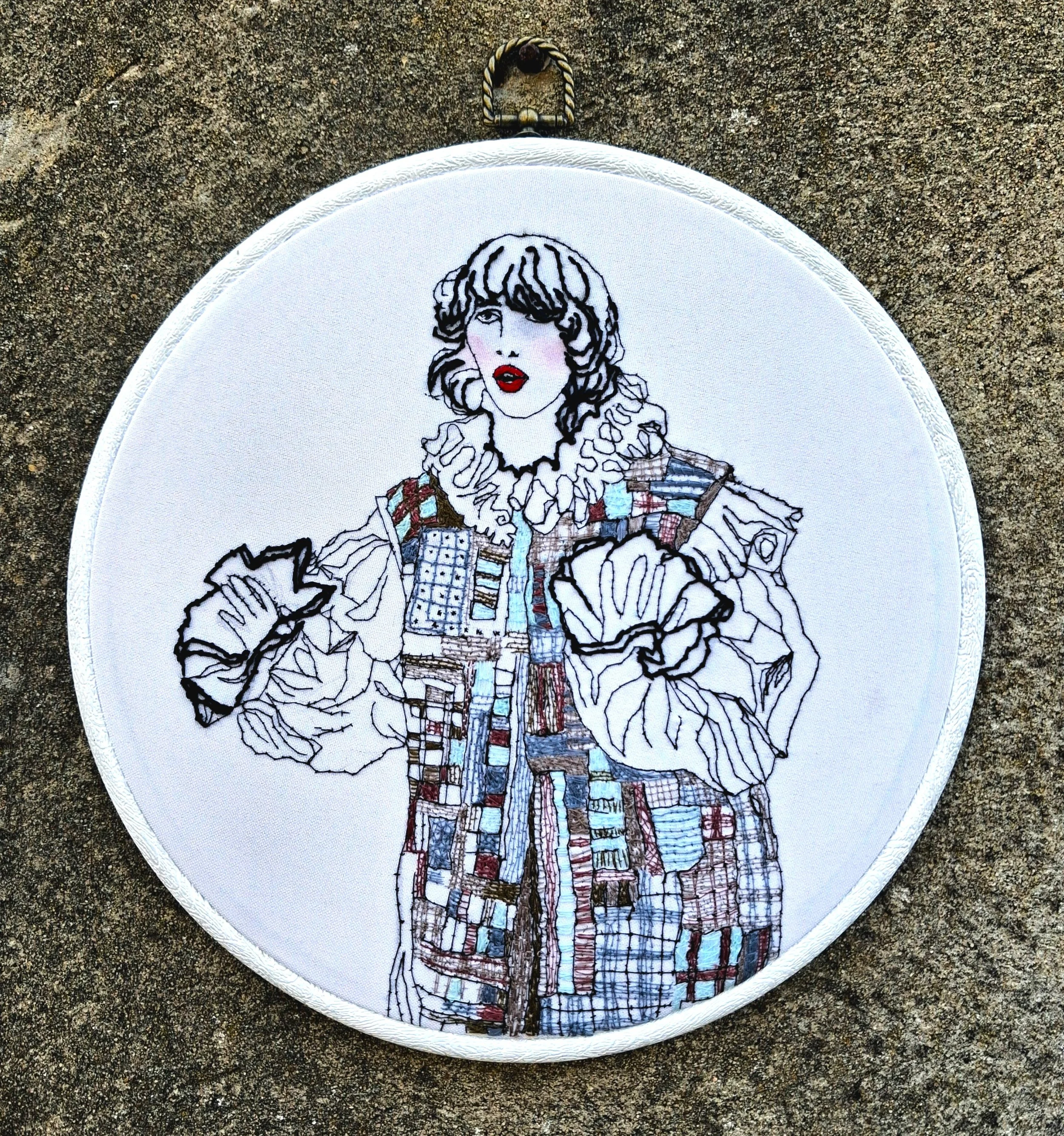 hand stitched portrait of Aldous Harding