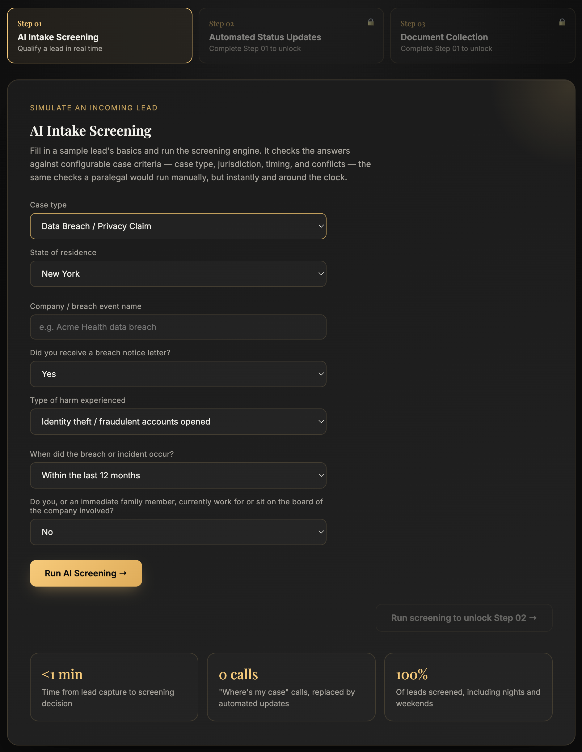AI Intake Form for Law Firms