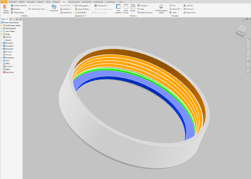 Threaded cover ring with modeled internal threads