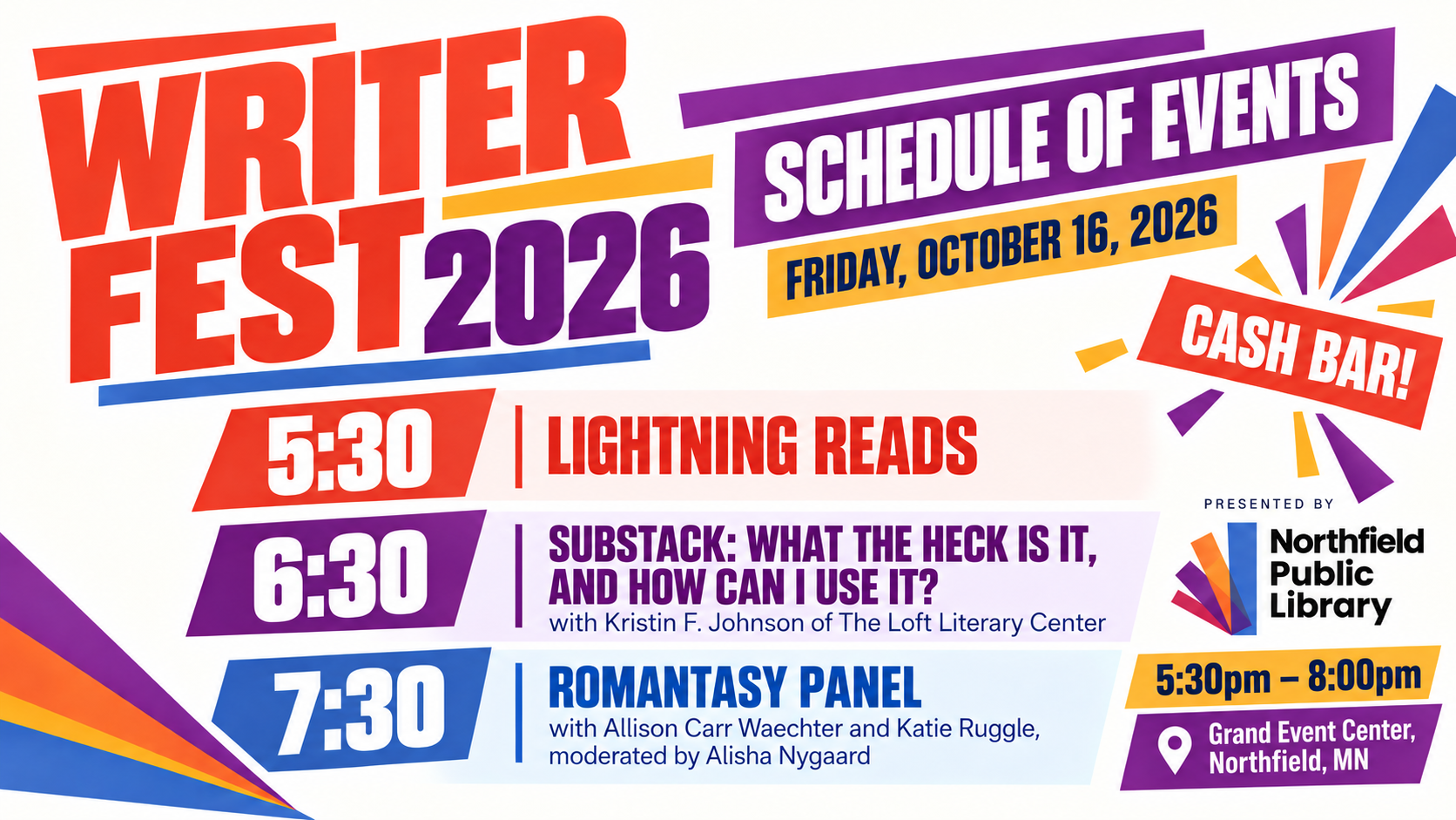 Northfield Public Library Presents - Writer Fest! 