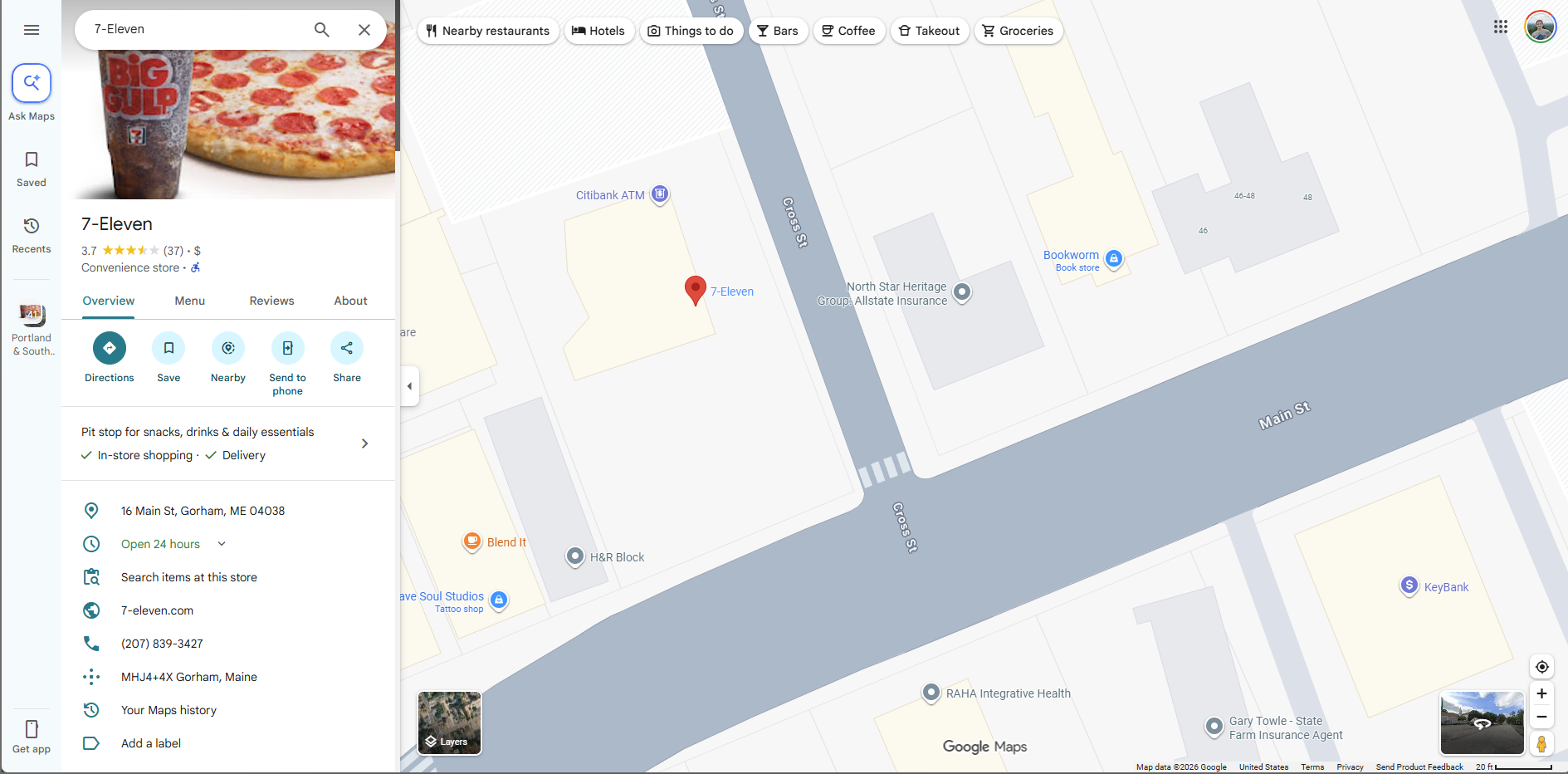 First tip for the next steps: Try putting in the gps address for the 7-11 instead of Fort Hill Community Church, the address is 16 Main St, Gorham, ME 04038