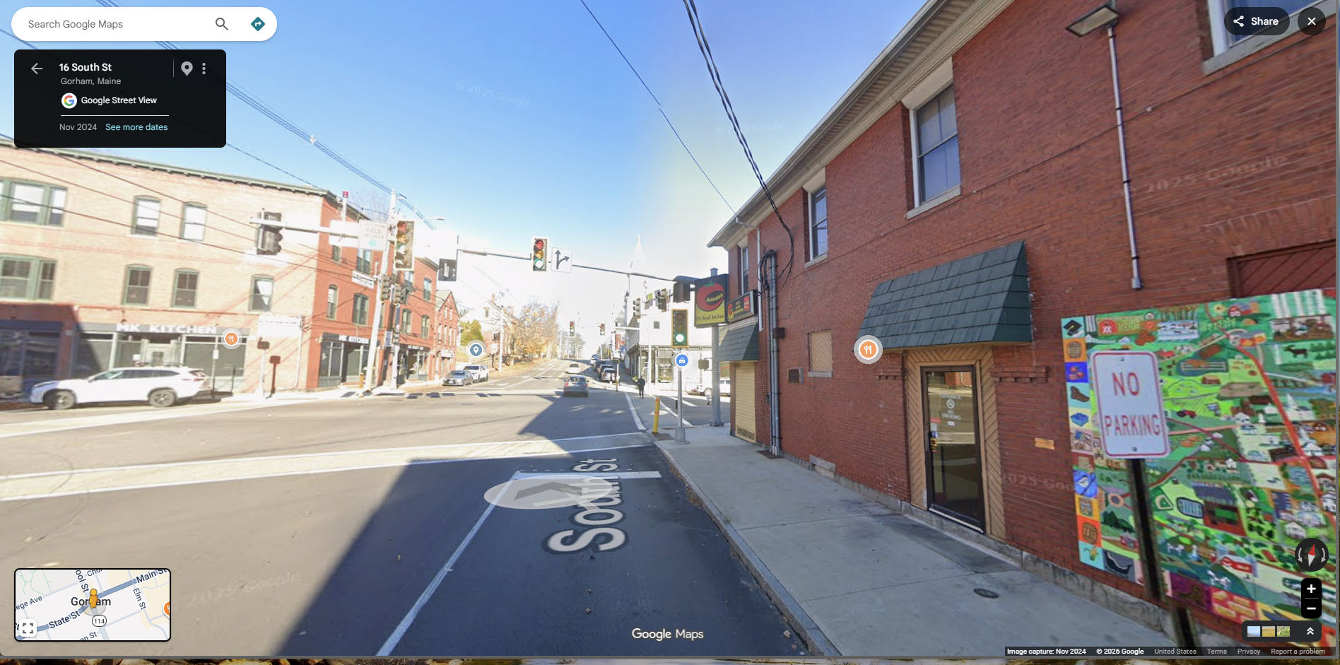 If you have instead come from the way from Scarborough, or South Portland near the Maine Mall, to Gorham, turn right at this intersection, and follow the next steps as listed in this gallery.