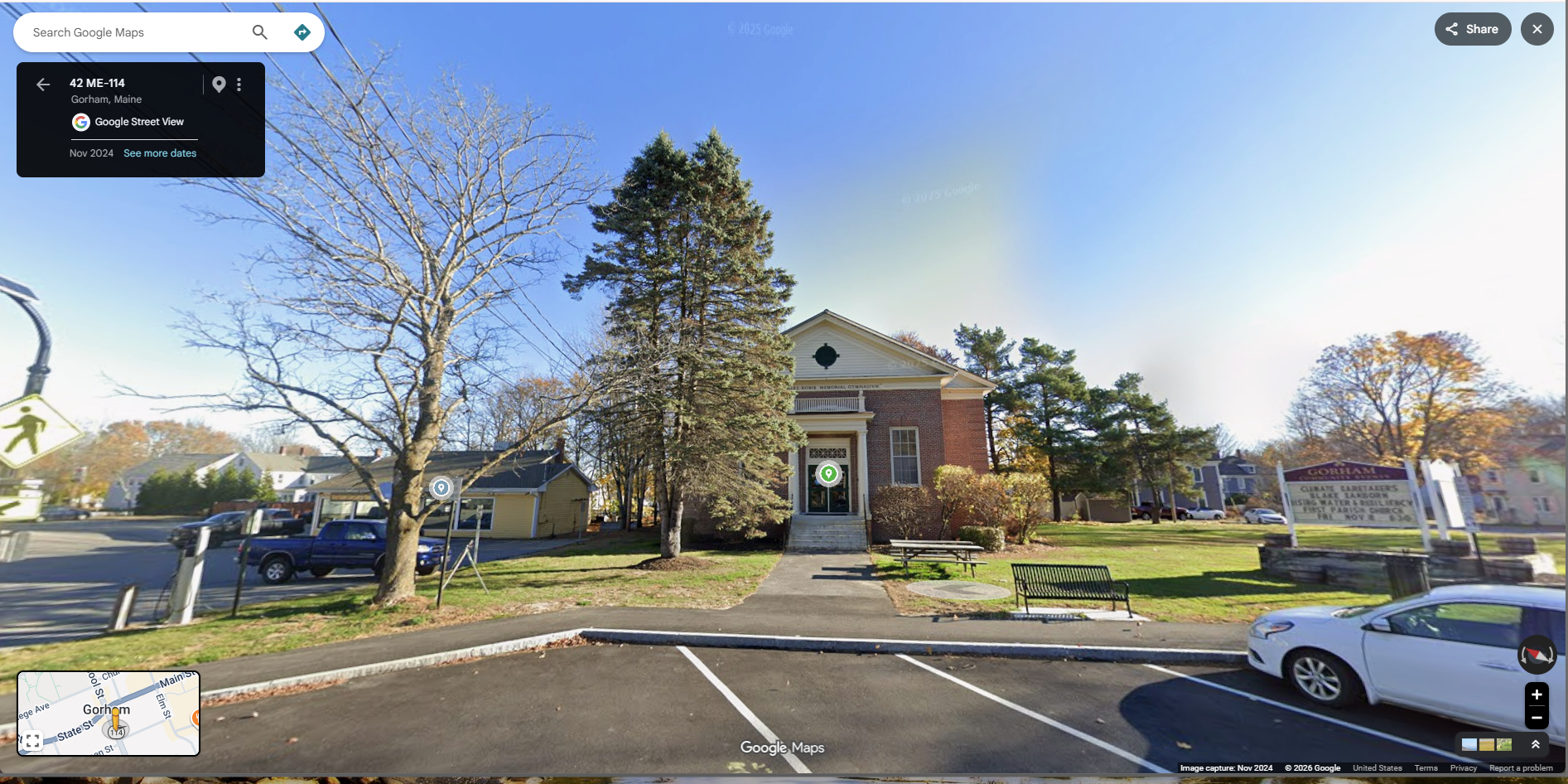 If there is somehow no parking behind the church, you can also park here for free by the community center, or as shown in the next slide, can park next to school street near the church.