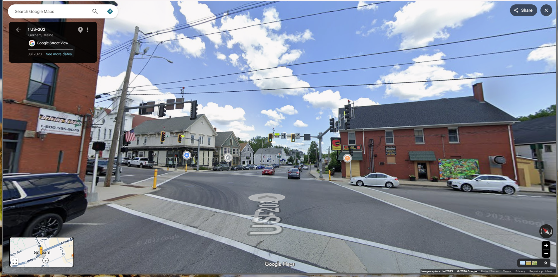 If you are coming from the Buxton/Sanford/Standish backroad route, go straight onto the road across the intersection.
