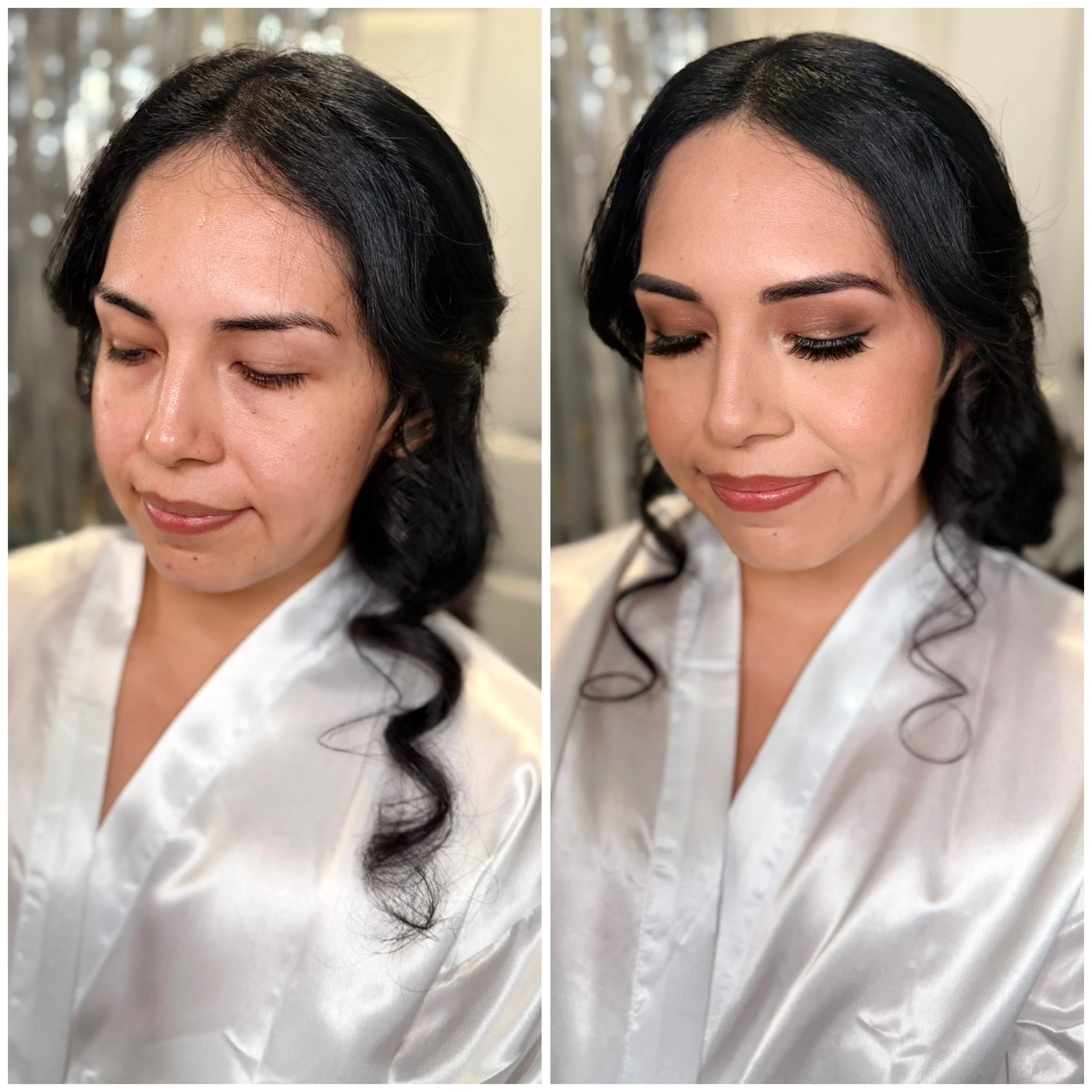 Before and After Bridal makeup 