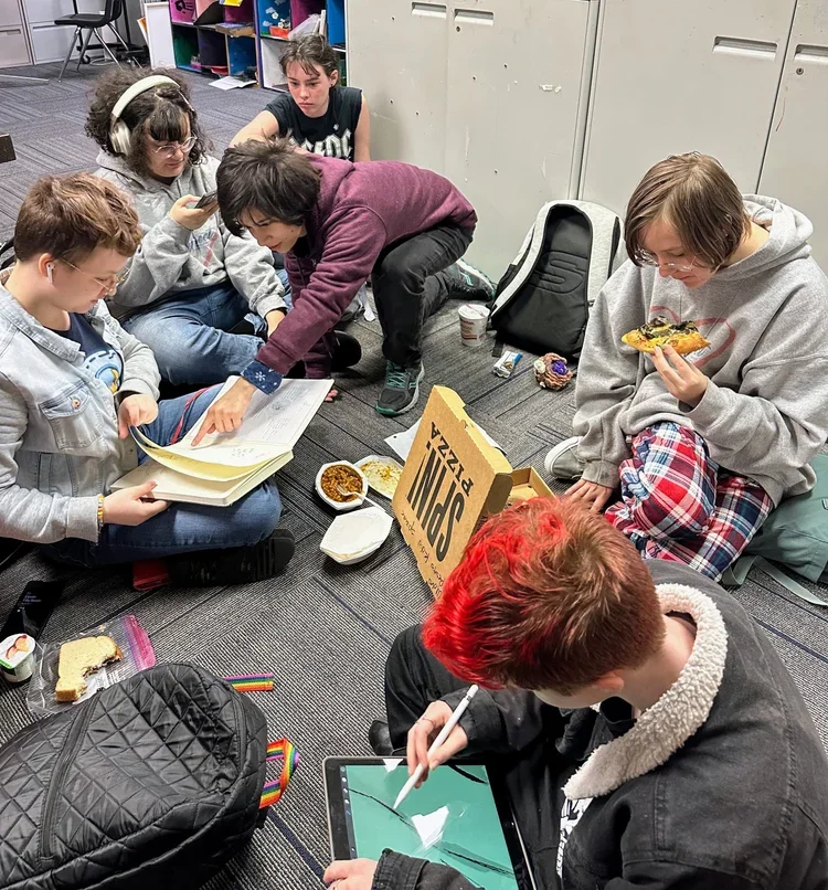 Lunchtime in the high school pod