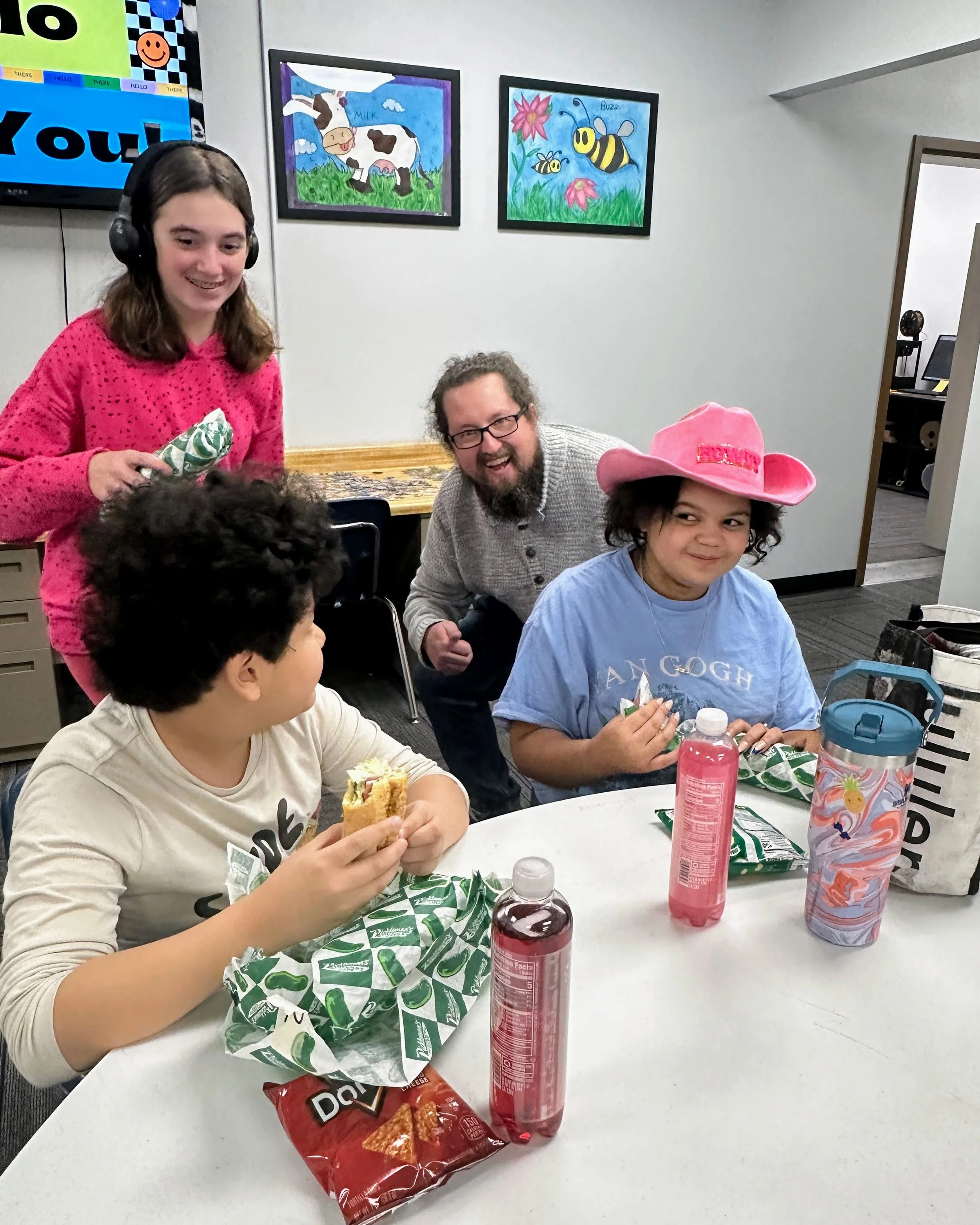 Director of Admissions Travis during lunch in the middle school pod