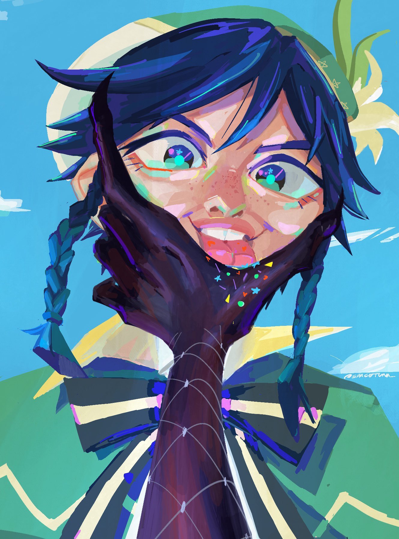 Art trade for one of my Genshin Impact friends.  This is Venti.