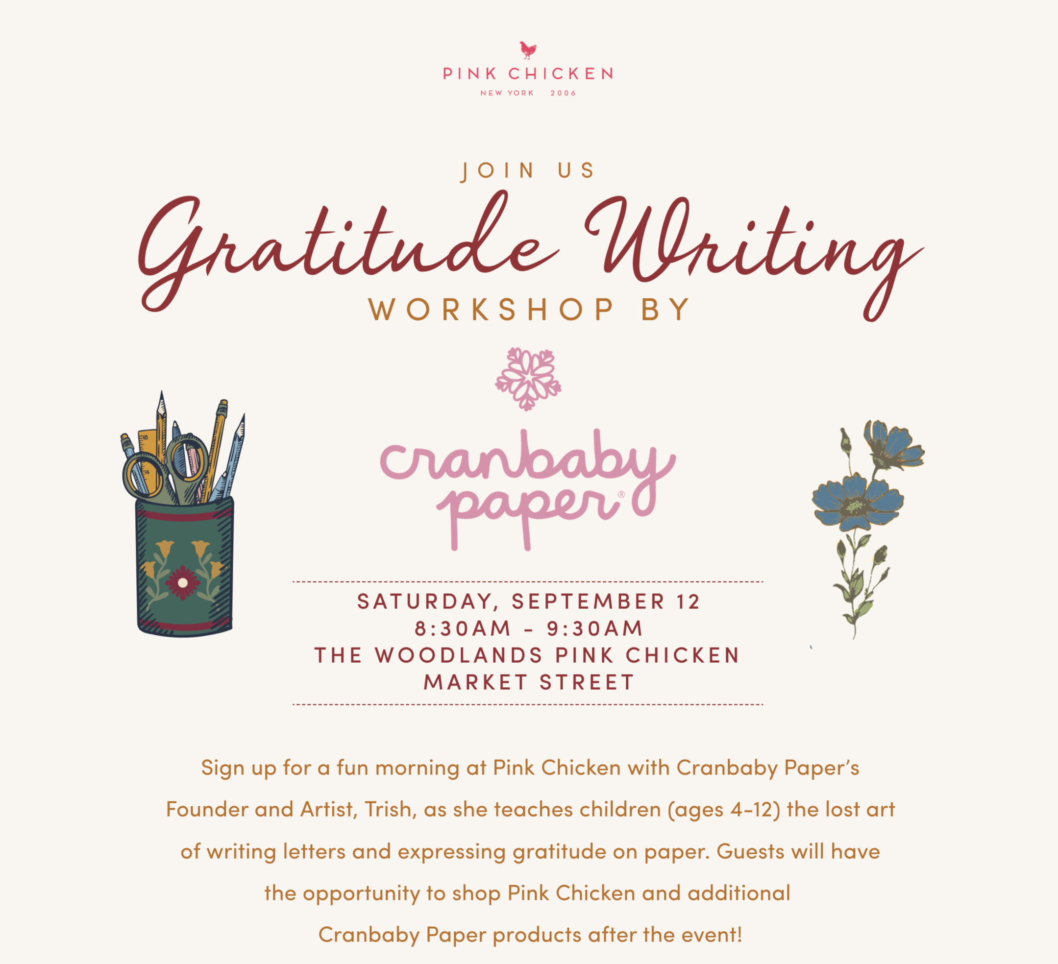 Register for Event: Gratitude Writing Workshop at Pink Chicken!