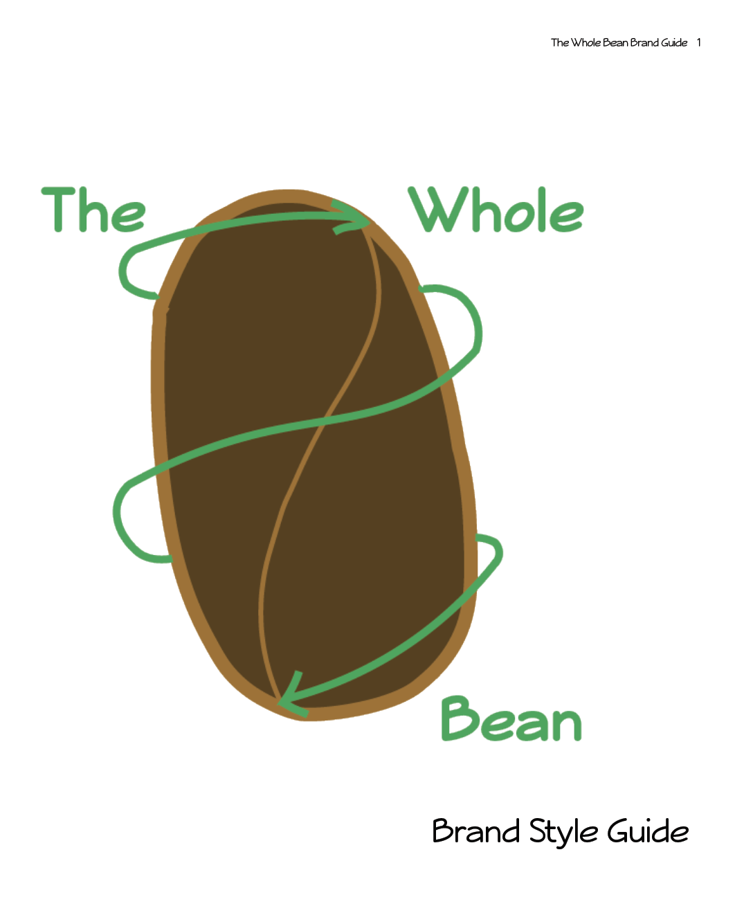an illustration of a brown coffee bean with a green arrow around it against a white background with green and black text